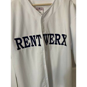 Team Apparel‎ Rentwerx Baseball Jersey White Blue Red Sz 2XL Brad No 37